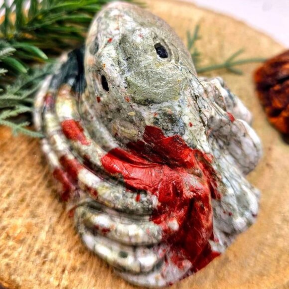 Nature Blood Stone Hand Carved 3.5" Big Octopus Figure - Picture 1 of 10